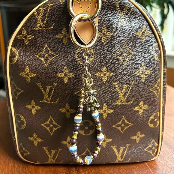 BOHO BEADED Bag Charm Gold Tone Teddy Bear - Picture 8 of 10